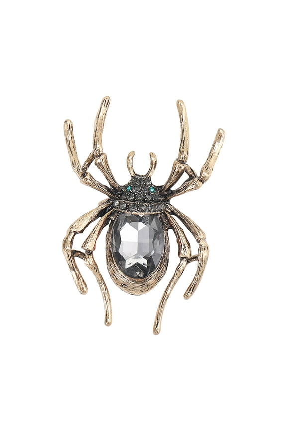 10Pcs Spider Brooch! Usloyux Alloy Crystal Spider Brooch Pin, Retro Vintage Insect Jewelry for Jacket, Coat, Blouse, Fashion Clothing Accessory for Women, Unique Statement Brooch