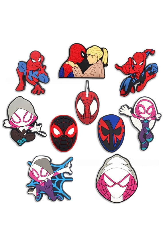 10Pcs Spidey Shoe Decoration Charms for Croc Clog Sandals Shoe Accessories Charms for Adults