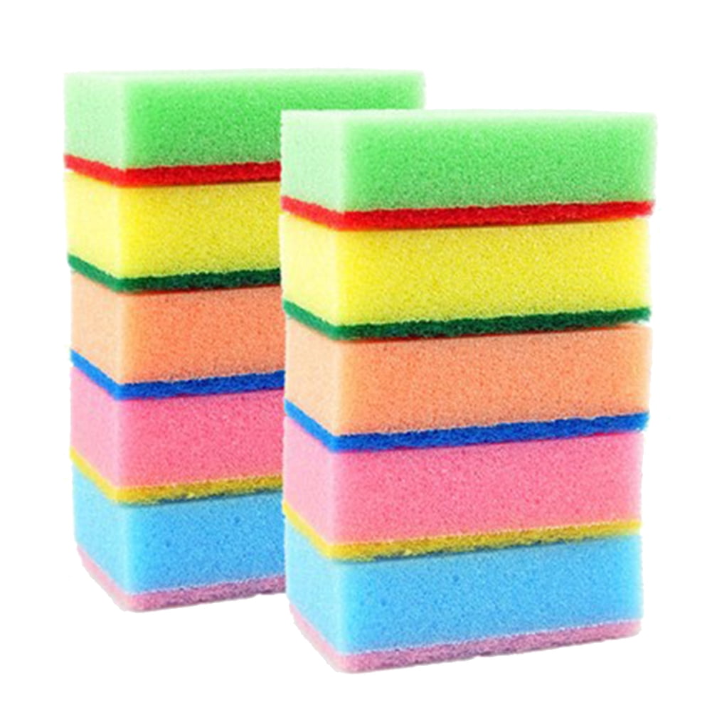 10Pcs Sponge Brush Dish Cloth Wash Cleaning Towel Kitchen Oil Dirt