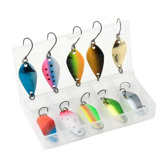 10Pcs Spoon Metal Hard Spinner Baits Fish Lures Spinner Swimbaits Colorful Sequins Lures Baits Single Hook Fishhooks Set