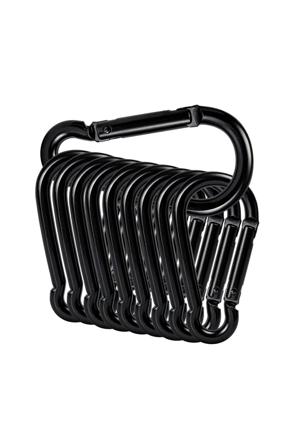 10Pcs Multipurpose Aluminum Carabiner Clips, 2-inch Snap Hook Set, Small Keychain Hooks for Camping, Hiking, Outdoor, Key, Pet Leash, Backpack (Black)