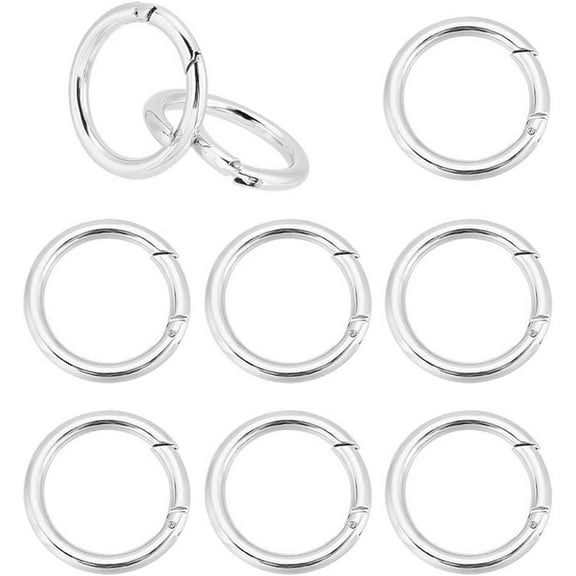 10Pcs Spring O Rings 44mm Round Keyring Clasps Platinum Round Hook Clip O Ring Alloy Spring Gate Rings DIY Accessories