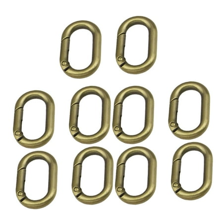 10Pcs Spring Oval Rings Oval Carabiner Metal Split Rings Keyring Buckle Push Clamp Clasp 1" DIY Accessory for Craft Bag , Bronze