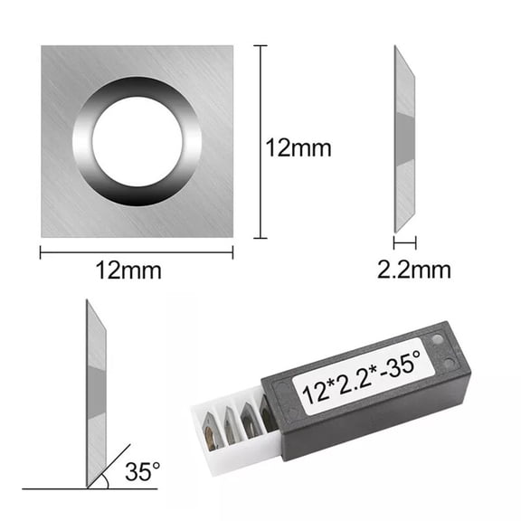 10Pcs Square Carbide Inserts Blades 12X12X2.2Mm Replacement For Woodworking Carbide Inserts Cnc Metalworking Manufacturing Tools
