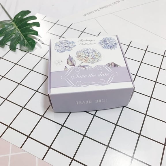 10Pcs Square Paper Boxes for Soap Packaging with Pattern Lilac Flower 8.5x8.5x3.5cm Making DIY