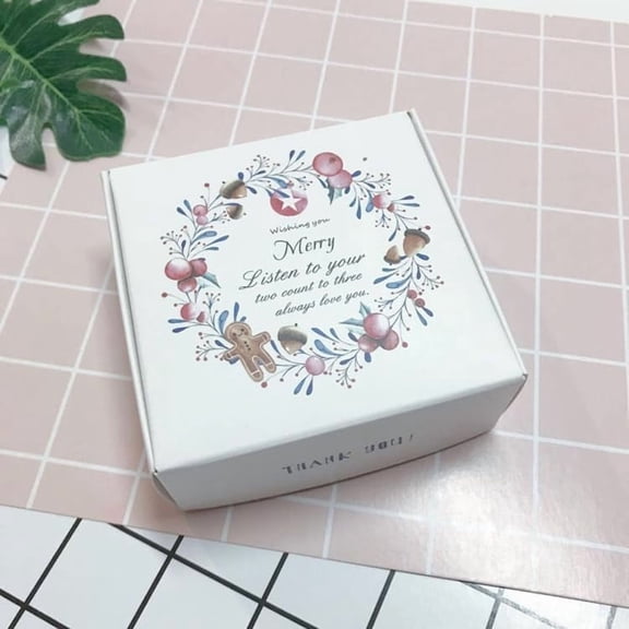 10Pcs Square Paper Boxes for Soap Packaging with Pattern White Flower 8.5x8.5x3.5cm for DIY handcrafting