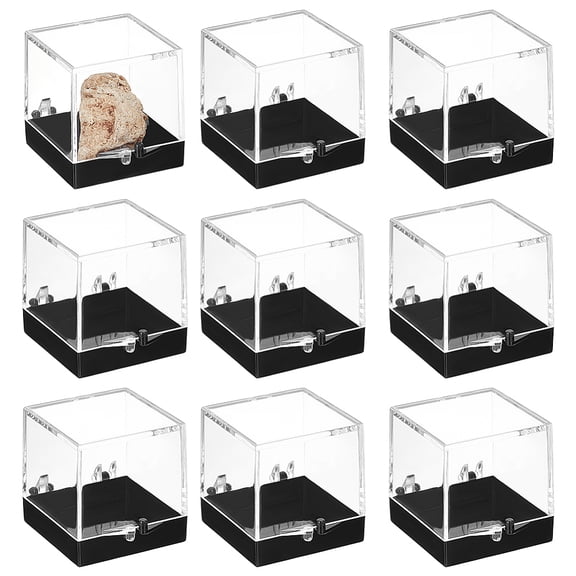 10Pcs Square Specimen Display Case 1.22x1.22Inch Sample Displaying Boxes with Hinged Lids Plastic Display Case for Collectibles Action Figures