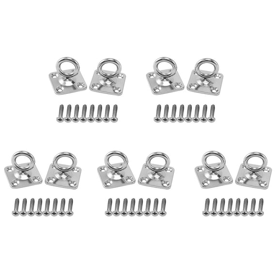 10Pcs Square Swivel Pad Eye Rotatable Ceiling Hook Wall Mounted Hook Stainless Steel Eye Pad Plate(with Screws)