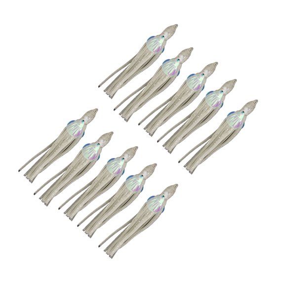 10Pcs Squid Bait Realistic Eye Simulation Shape Bright Color Squid Lure with Luminous Effect for Predatory Fish