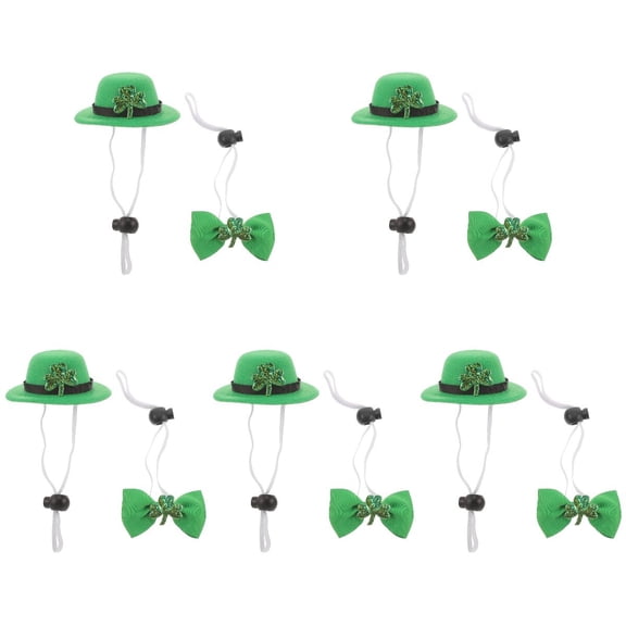 10Pcs St. Patrick's Day Costume Top Hat&Collar for Dogs Puppy Cat Party Dress