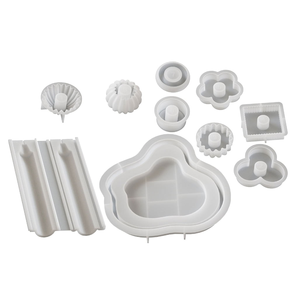 10Pcs Stacking Silicone Candle Molds for Pillars Candle Soap Chocolate Stackable Silicone Molds with Resin Tray Molds
