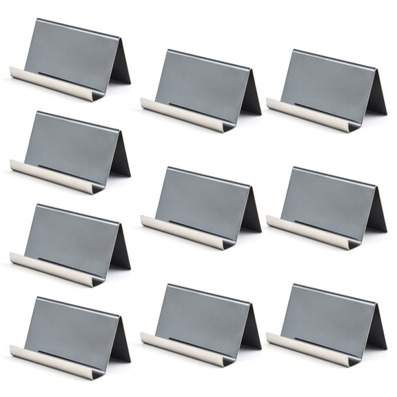 10Pcs Stainless Steel Business Card Holder Display Shelf Multi-purpose Name Card Case Mobile Phone Tablet Holders Stand