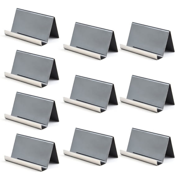 10Pcs Stainless Steel Business Card Holder Display Shelf Multi-purpose Name Card Case Mobile Phone Tablet Holders Stand