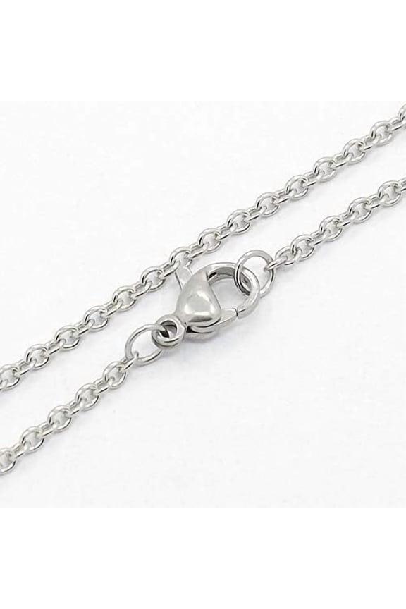 10Pcs Stainless Steel Cable Chain Necklaces Links Chain with Lobster Claw Clasp Stainless Steel Color Plated Jewelry Chains for Men Women Silver