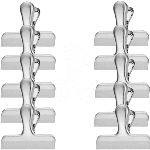 10Pcs Stainless Steel Chip Clips Bag Clips for Food Packages, Food Clip Kitchen Clips for Snack, Home&Office Clips for Paper, Strong Metal Chip Snack Clips, Silver