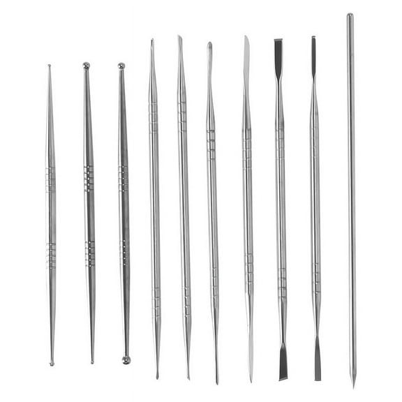 10Pcs Stainless Steel Clay Sculpture Engrave Tools for Modeling Carving Crafts Ceramic Sculpting Tools,10*Carving tool set,Silver