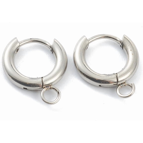 10Pcs Stainless Steel Huggie Hoop Earring Findings Round Leverback Hooks with Loop and 316 Stainless Steel Pin for DIY Jewellery Making Silver