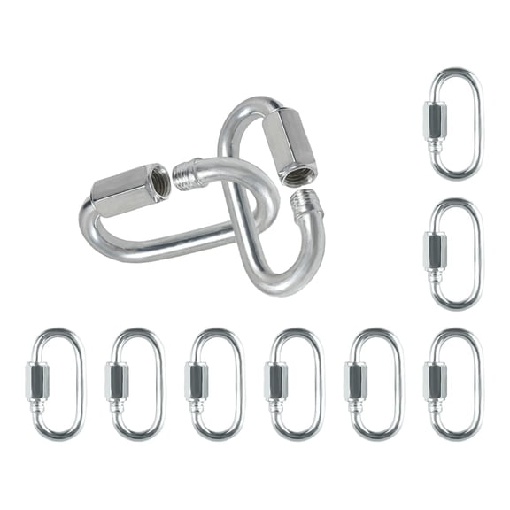 10Pcs Stainless Steel M4 Chain Link,5/32Inch D Shape Quick Link,Oval Threaded Repair Chain,500 Lbs Capacity,Large Dog Chain,Camping