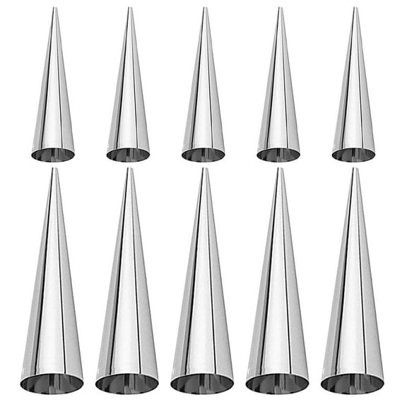 10Pcs Stainless Steel Pastry Cream Horn Molds Conical Tube Cone Pastry Molds Baking Tools