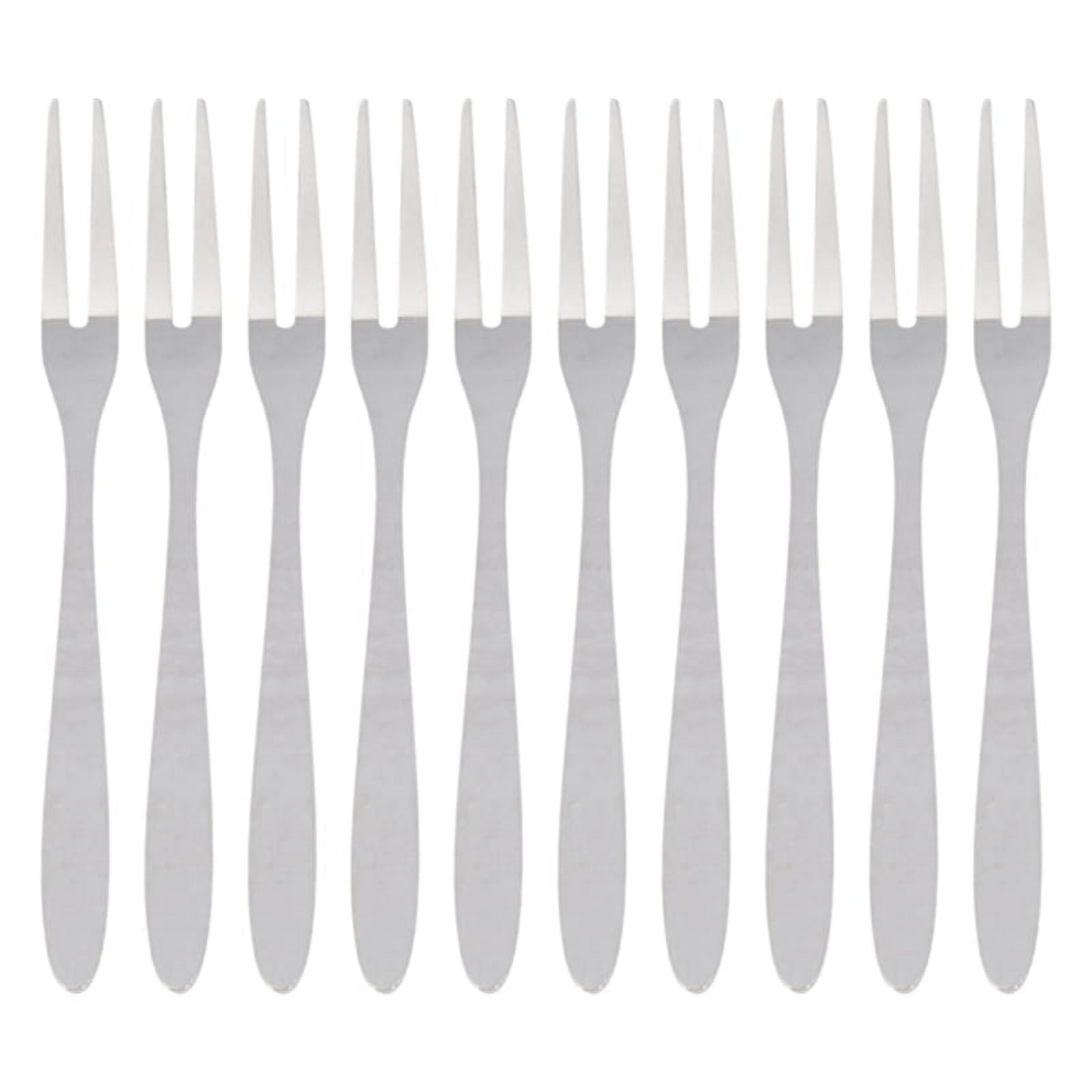 10Pcs Stainless Steel Reusable Fruit Fork Cake Snack Dessert Salad ...