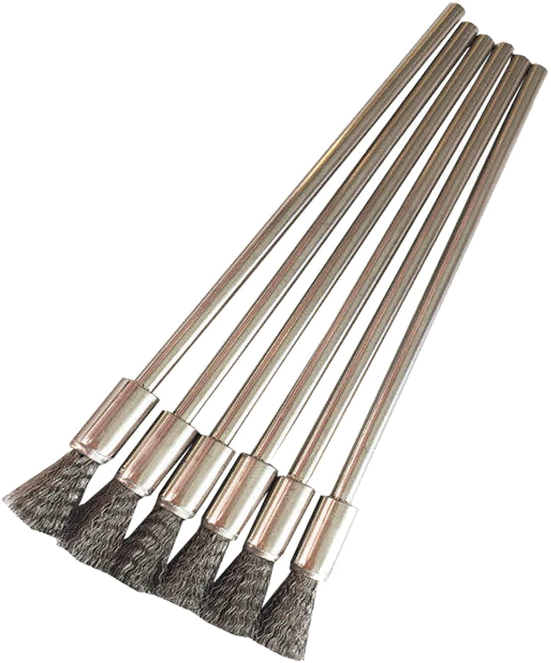 6Pcs Steel Bore Wire Brush Twisted Wire Stainless Steel Cleaning Brush With Handle 1/4 Hex Shank For Power Drill Impact Driver - 1420