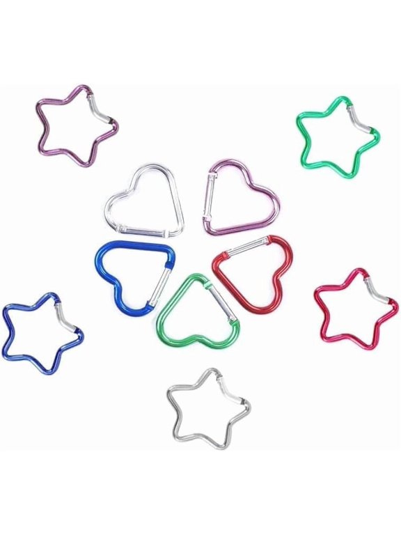 10Pcs Star Keychain, Heart Keychain Clip, Heart Star Carabiner Clip Set Cute Alloy Key Ring Perfect for Backpacks, Water Bottles, Keychains 5 Colors