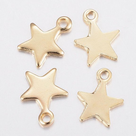 10Pcs Star Pendants 304 Stainless Steel Charms Golden