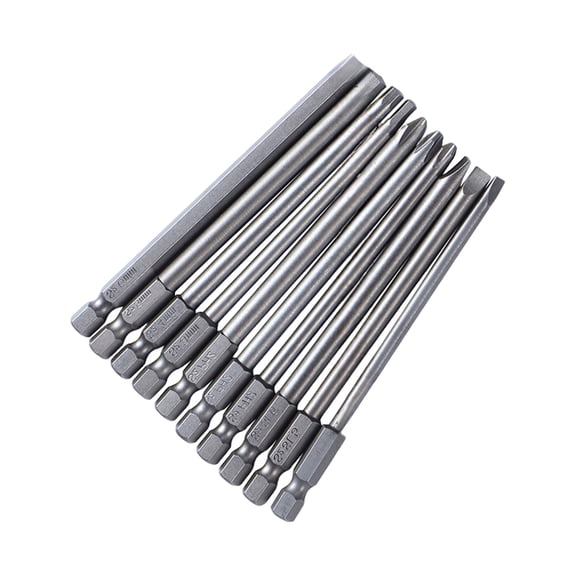 10Pcs Steel Screwdriver Bit 100mm Long Flat Hex Head Screw Driver Bit