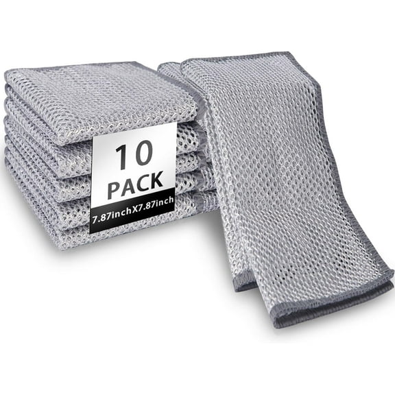 10Pcs Steel Wool Cleaning Pads, Scrubber for pots and grills, Non-Scratch Metal Fiber Dishwasher-Safe, Rust-Resistant Kitchen Scouring Pads
