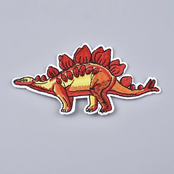 10Pcs Stegosaurus Dinosaur Computerized Embroidery Iron-on/Sew-on PatchesRed Appliques for CostumesJacketsBagsDIY Crafts (54x98x1.5mm) Red DIY