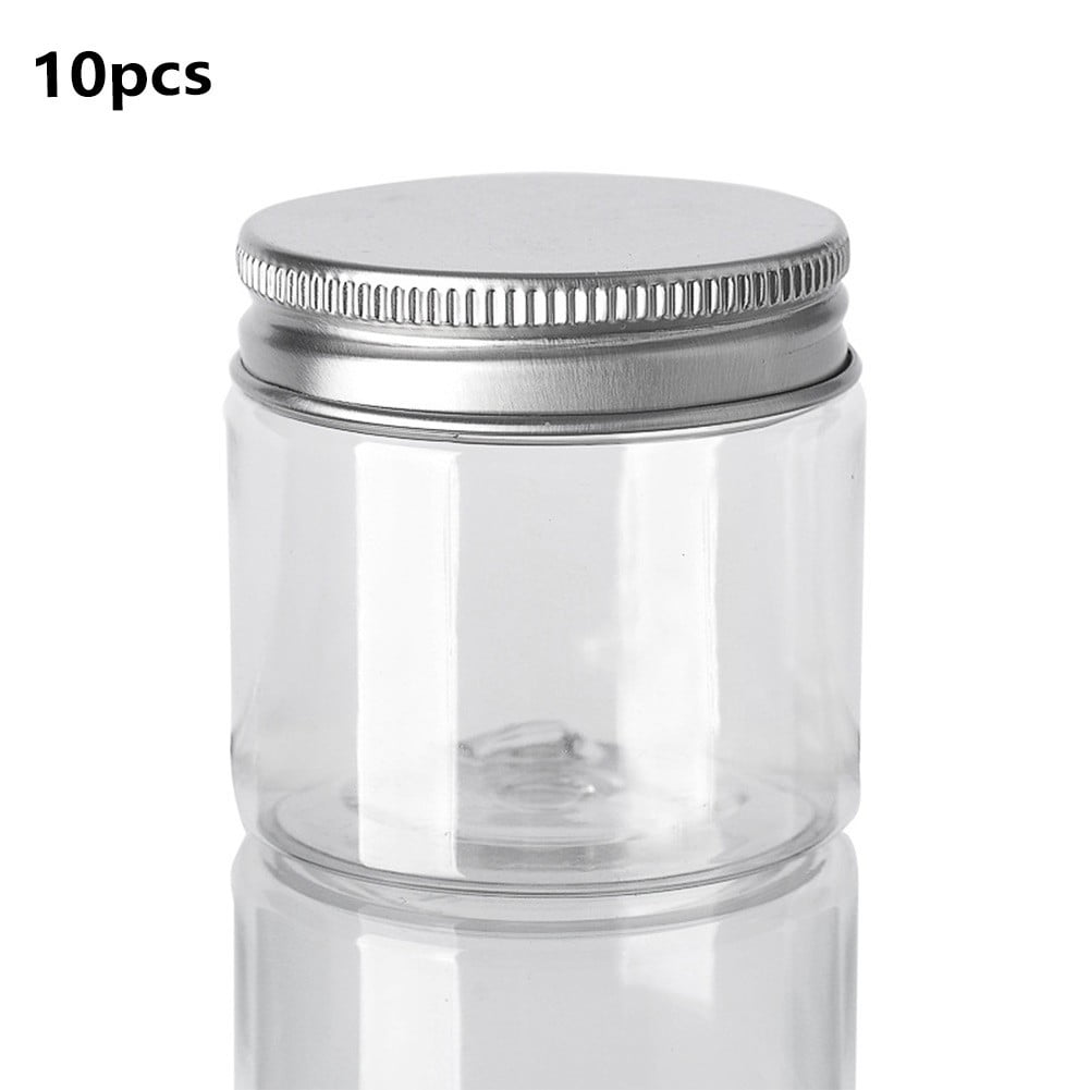 10Pcs Storage Jars Clear Aluminum Cap Cosmetic Food Containers Travel Bottle