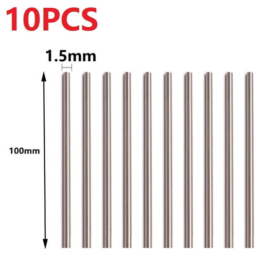 10Pcs Straight Shank Carbide Lathe Tool Bar - 100Mm Long Metric Round Metal Rods For Carving Drilling Milling (1/1.5/2/2.5/3/3.5/4Mm Diameter) Silver 1.5Mm