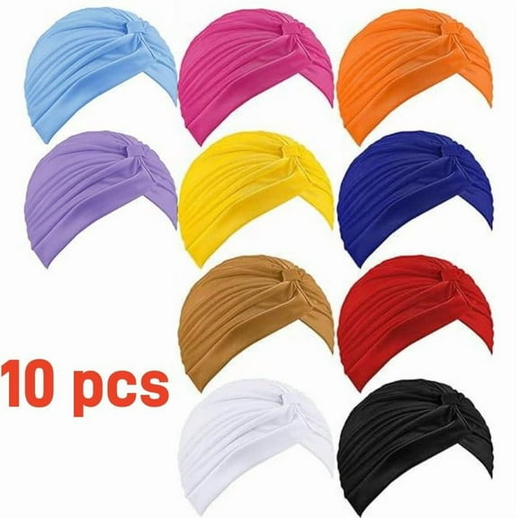 10Pcs Stretchy Cap, 11.02in x 7.08in Chemo Head Wraps Cancer Headwear Twisted Hat for Women,Textiles & Soft Furnishings