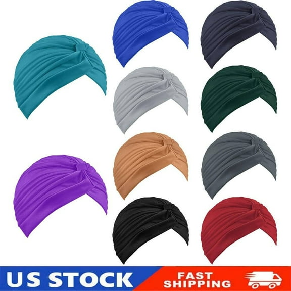 10Pcs Stretchy Twisted Turban Cap Chemo Head Wraps Cancer Headwear Bennie Hat