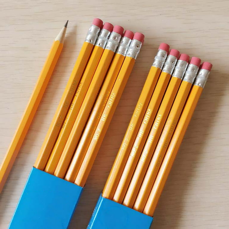 10Pcs Students HB Pencil with Rubber Eraser Children School Supply  Stationery Yellow Wooden