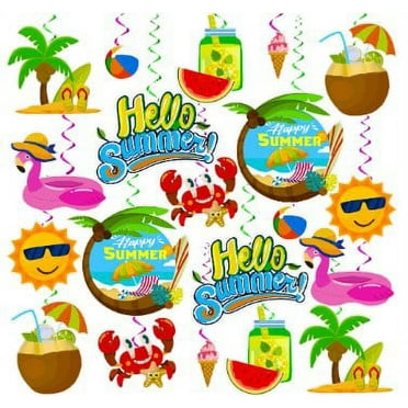 10Pcs Summer Party Decorations Summer Beach Pool Hanging Swirls Streamers for Summer Vacation