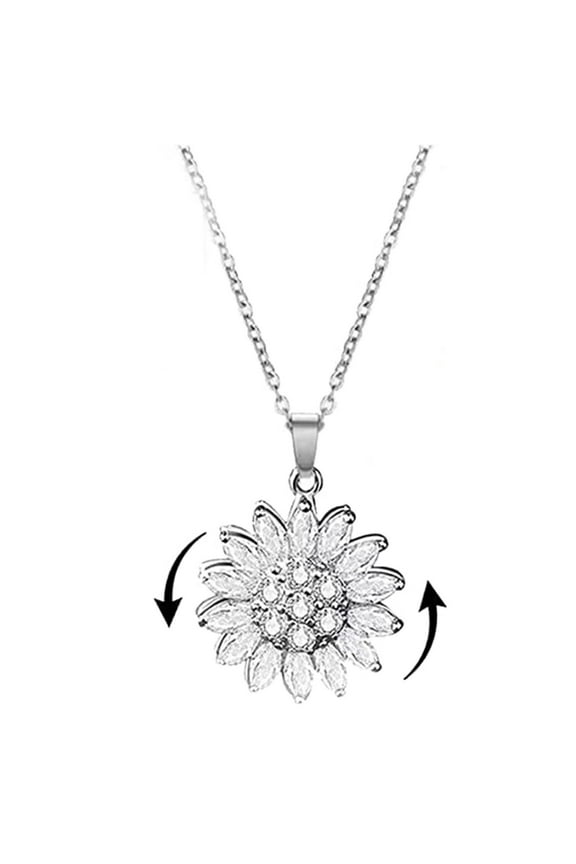 10Pcs Sunflower Fidget Necklace, RRJ Granddaughter Gift Sunflower Fidget Necklace, Rotating Pendant SensoryToy, Anxiety Relief Jewelry for WomenGirls, Birthday Present From Grandma, 19.8 Inch