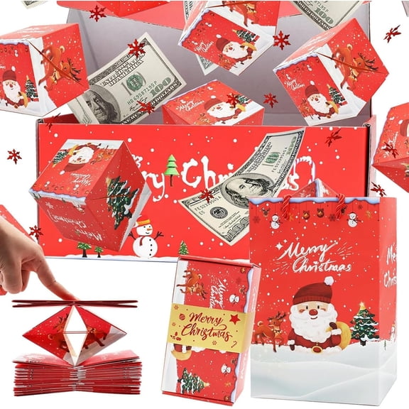 10Pcs Surprise Gift Box Explosion for Money, Christmas Surprise Gift Box Unique Folding Bouncing Envelope Boxs, Christmas Money Boxs for Birthday Anniversary (10 Boxes A)