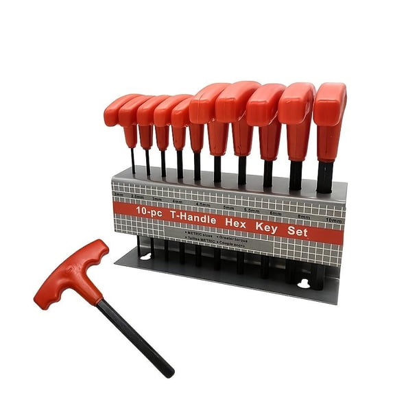 10Pcs T Handle Allen Wrench Set Hex Key Set Portable Hand Tools Hexagon Spanner Set for Repairing, Metric