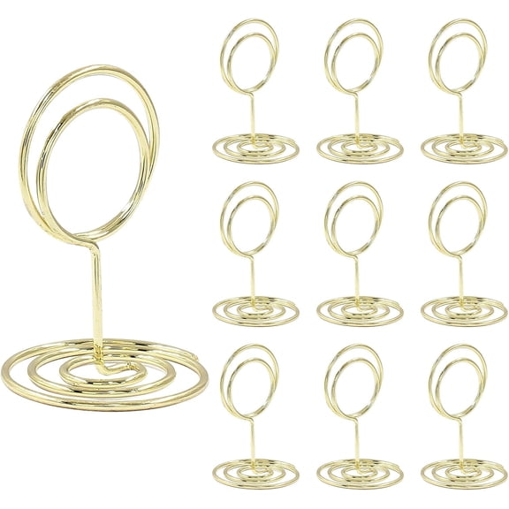 10Pcs Table Number Holders, Mini Round Place Card Holder, 2 Inch Short Table Number Stands for Wedding Party Graduation (Gold)