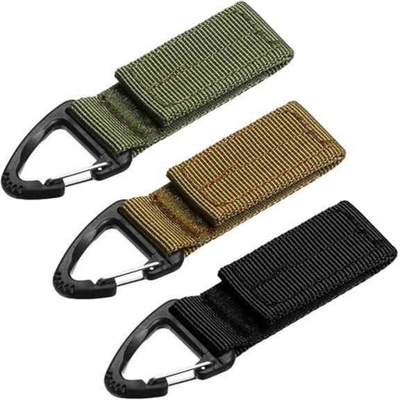 10Pcs Tactical Gear Clips with Nylon Webbing Straps, Hook and Loop Utility Hanging Hooks for Camping Chair, Backpack,Molle Webbing Buckle,Outdoor Tactical Gear Accessories