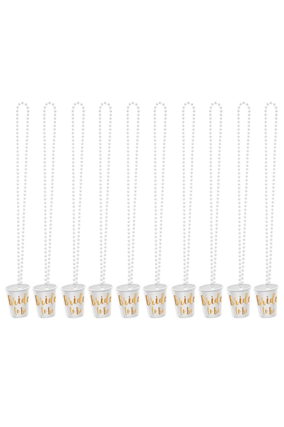 10Pcs Team Bride Letter Print Bead Chain Cup Bride Shot Glass Chain Necklace Bridal Shower Decoration