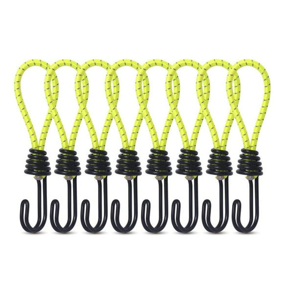 10Pcs Tent Elastic Rope Stretch Strap Set for Tarpaulins, Camping Cover Bungee Cords with Hooks, Metal Shock Cord Hook