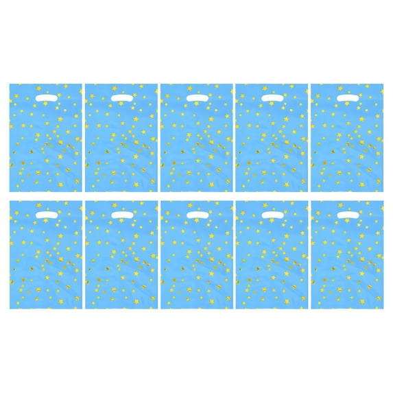 10Pcs Thickened Gift Bags with Handles, Party Favor Bag Goodie Bags with Sparkling Stars, Suitable for Wedding Party, Thanksgiving, Christmas, New Years, Greeting Gifts Favors(Blue,9.4x6.3")