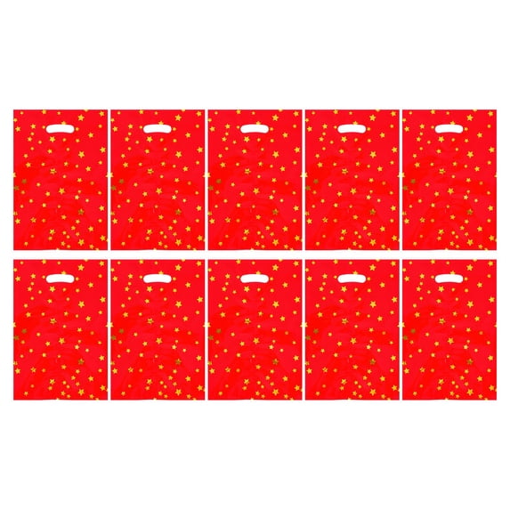10Pcs Thickened Gift Bags with Handles, Party Favor Bag Goodie Bags with Sparkling Stars, Suitable for Wedding Party, Thanksgiving, Christmas, New Years, Greeting Gifts Favors(Red,9.4x6.3")