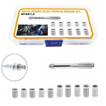10Pcs Thread Hole Repair Tools Metal M10 X 1.0 Nuts And 1Pcs M12 X1.0 Tap