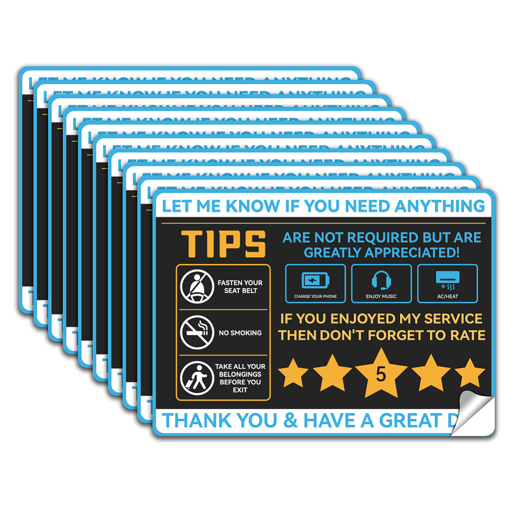 10Pcs Tips Rating Appreciated Rideshare Accessories Sticker PVC Tips ...