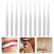 10Pcs Toothpicks Floss Picks, Braces Brush for Cleaner Interdental Brush, Flosser Toothpick Cleaners for Cleaning Teeth, Braces, and Brushing Eyelashes, Eyebrows, White