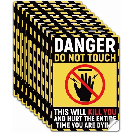 10Pcs Do Not Touch Safety Sticker PVC This Will Kill You Vinyl Sticker Waterproof Safety Stickers Do Not Touch Vinyl Self Adhesive Danger Sign Decal for Caution Area Outdoor 7.1x5.1 Inch for making