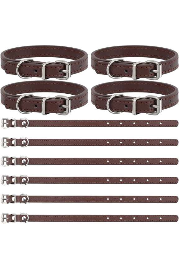 10Pcs Traditional Kilt Extender Straps 10x0.6 Inch PU Leather Scottish Stirrup Leather Cuff Armbands Non Slip Sleeve Holders Belt Leather Luggage Tag Straps Coat Coconut Brown Stainless Steel Color